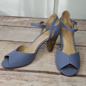Restricted Retro Blue peep Toe Heels